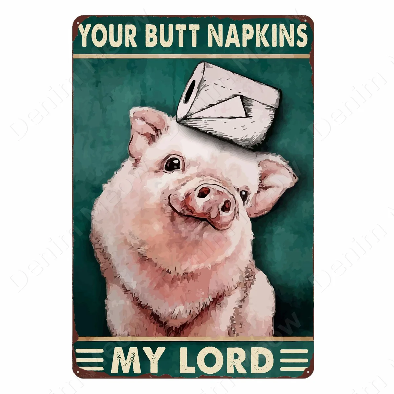 Retro tabliczka z humorystycznym napisem do łazienki Czerwony