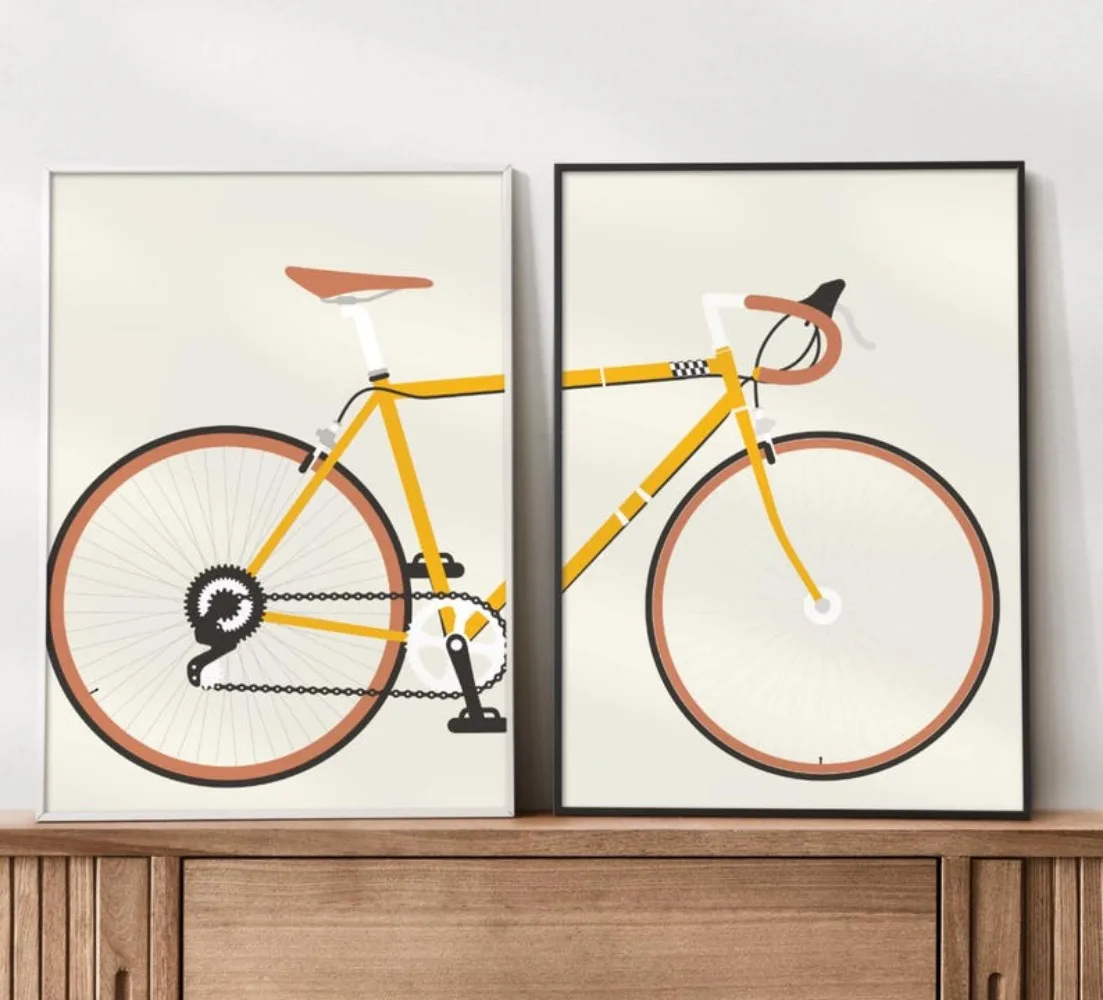 Rower wyścigowy - nowoczesny plakat minimalistyczny Biały