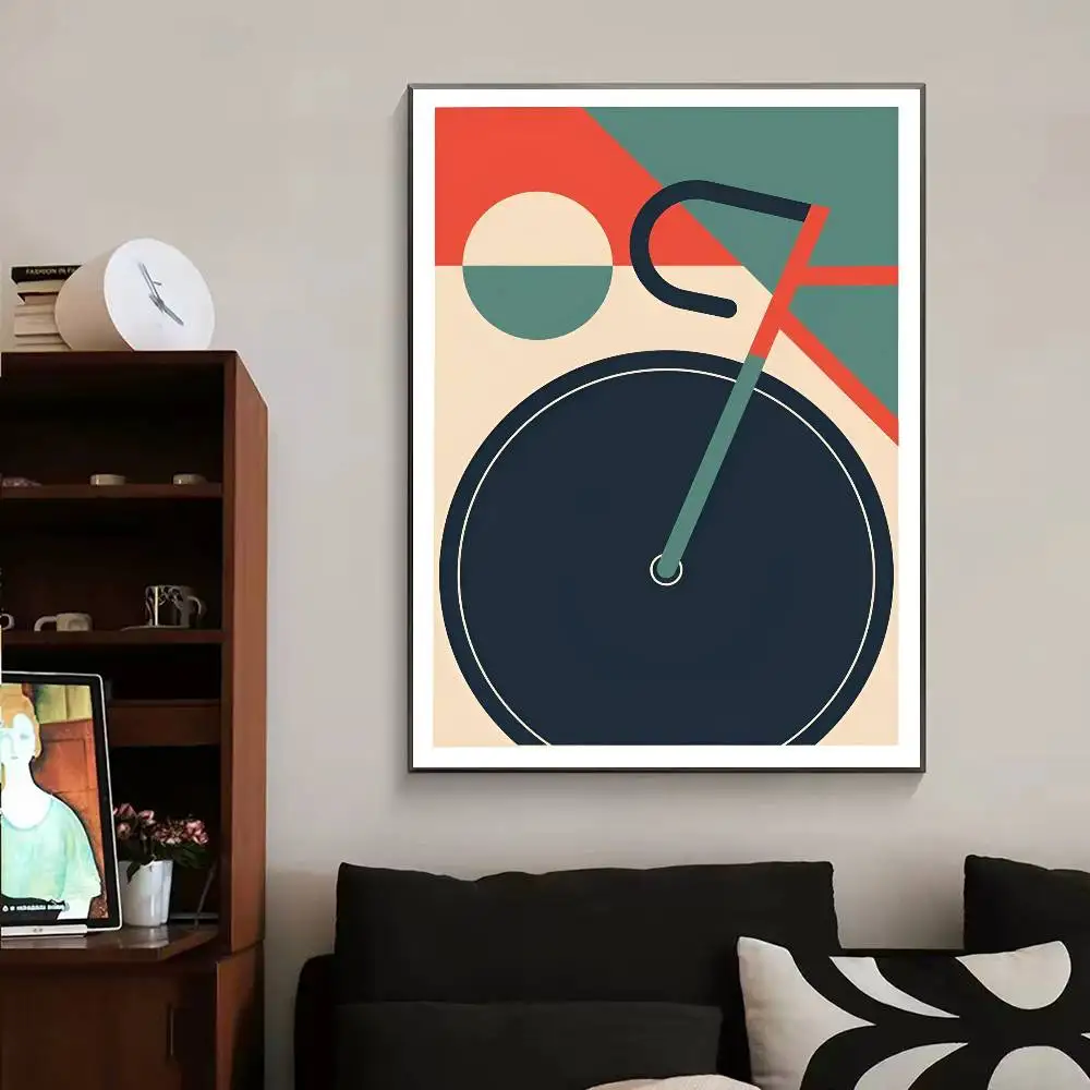 Rowerowy plakat w stylu Bauhaus Biały