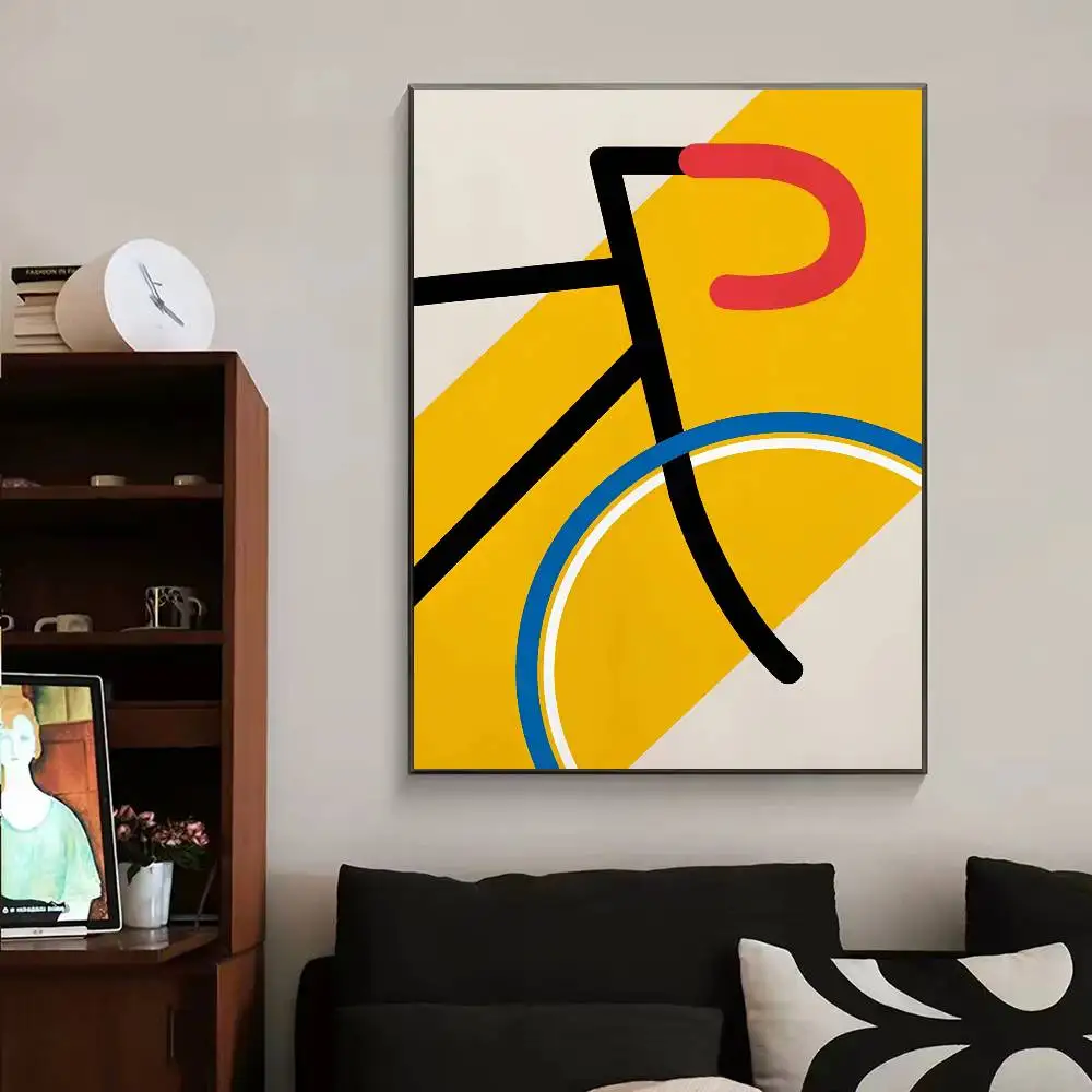 Rowerowy plakat w stylu Bauhaus Niebieski