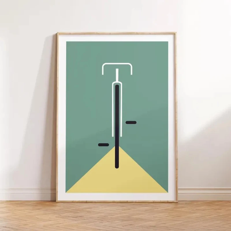 Rowerzysta - minimalistyczny plakat na płótnie Biały