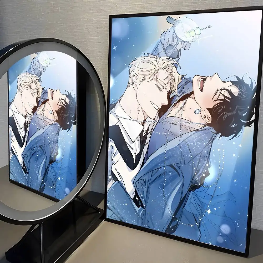 Róże i szampan - estetyczny plakat anime Czerwony