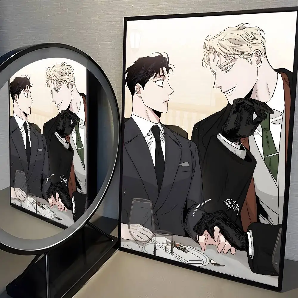 Róże i szampan - estetyczny plakat anime Zielony