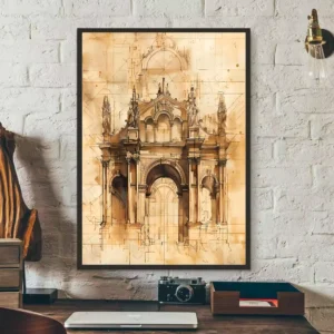 Rysunki architektoniczne - plakat vintage Czarny