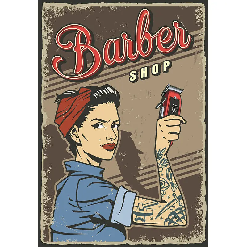 Salon fryzjerski w stylu vintage - plakat na ścianę Burgundia