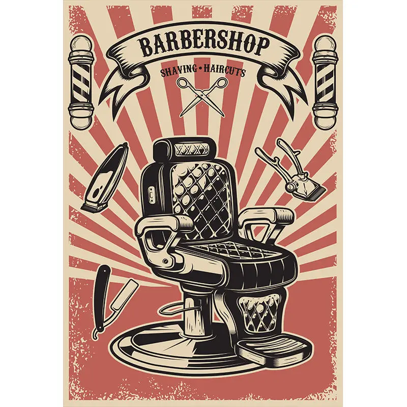 Salon fryzjerski w stylu vintage - plakat na ścianę Granatowy