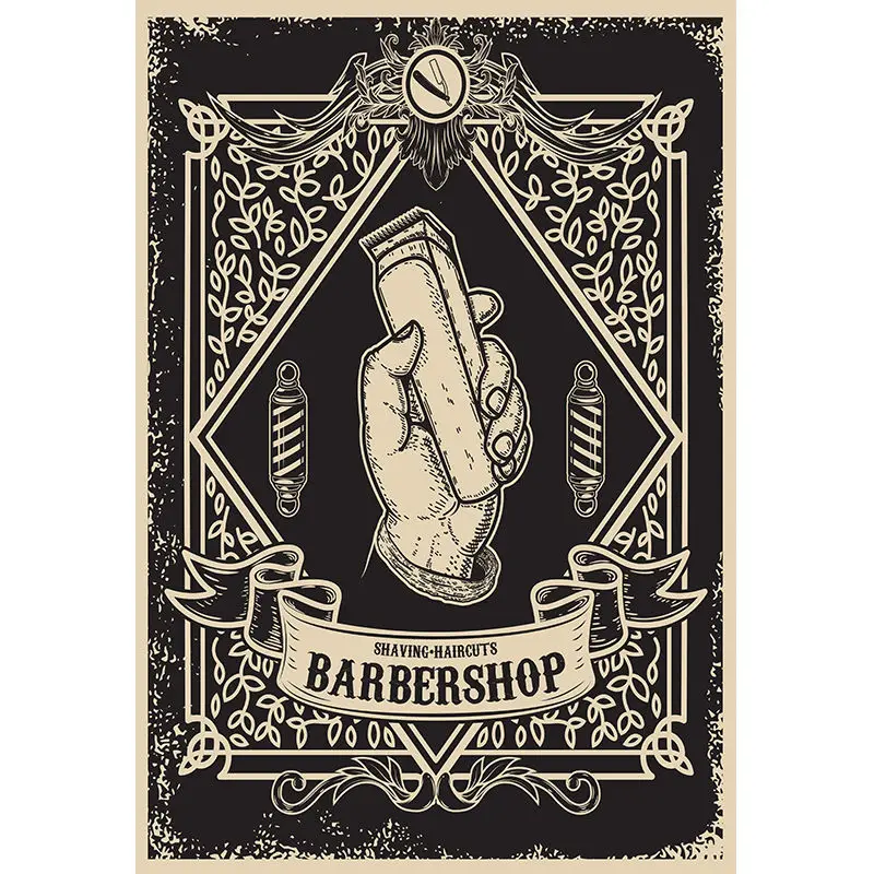 Salon fryzjerski w stylu vintage - plakat na ścianę Jasnozielony