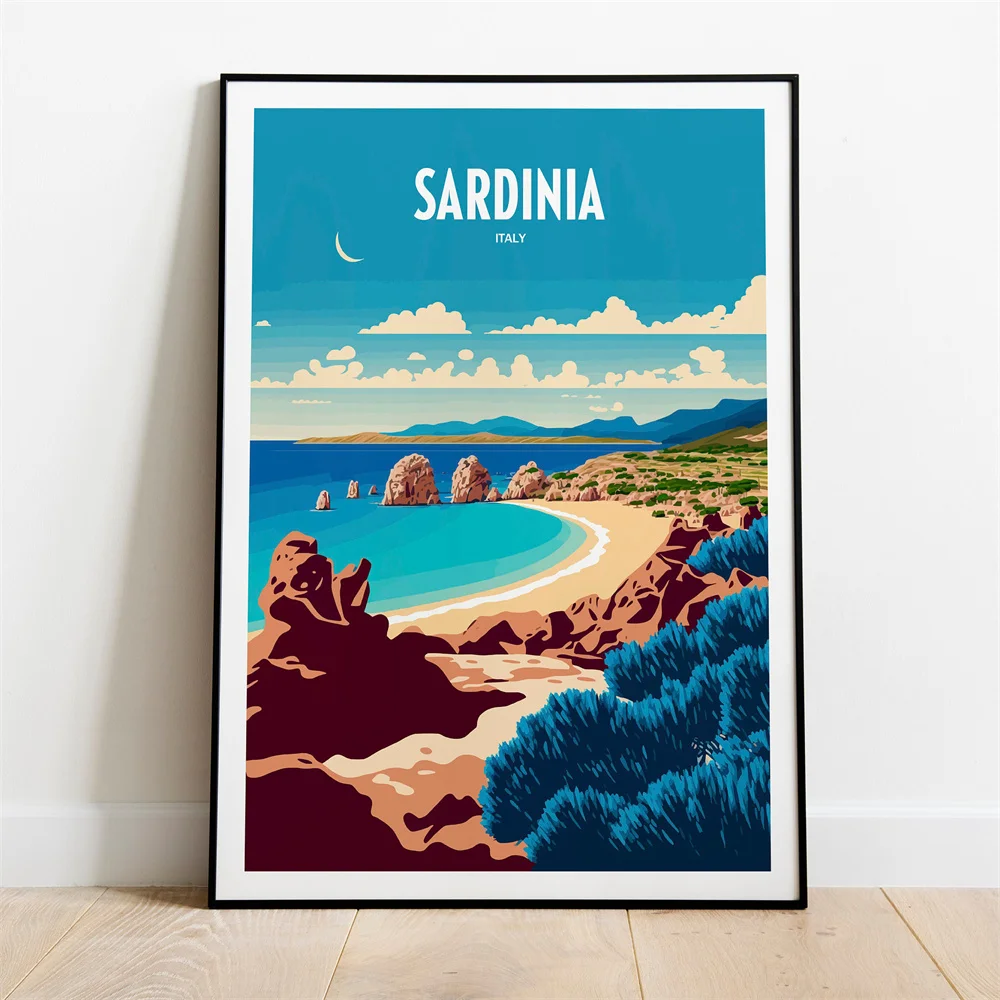 Sardynia - plakat podróżniczy z włoską wyspą Burgundia