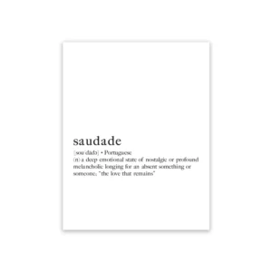 Saudade - minimalistyczny plakat z definicja Biały