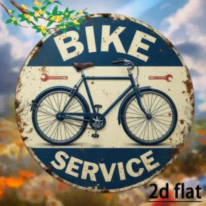 Serwis rowerów - tabliczka retro Biały