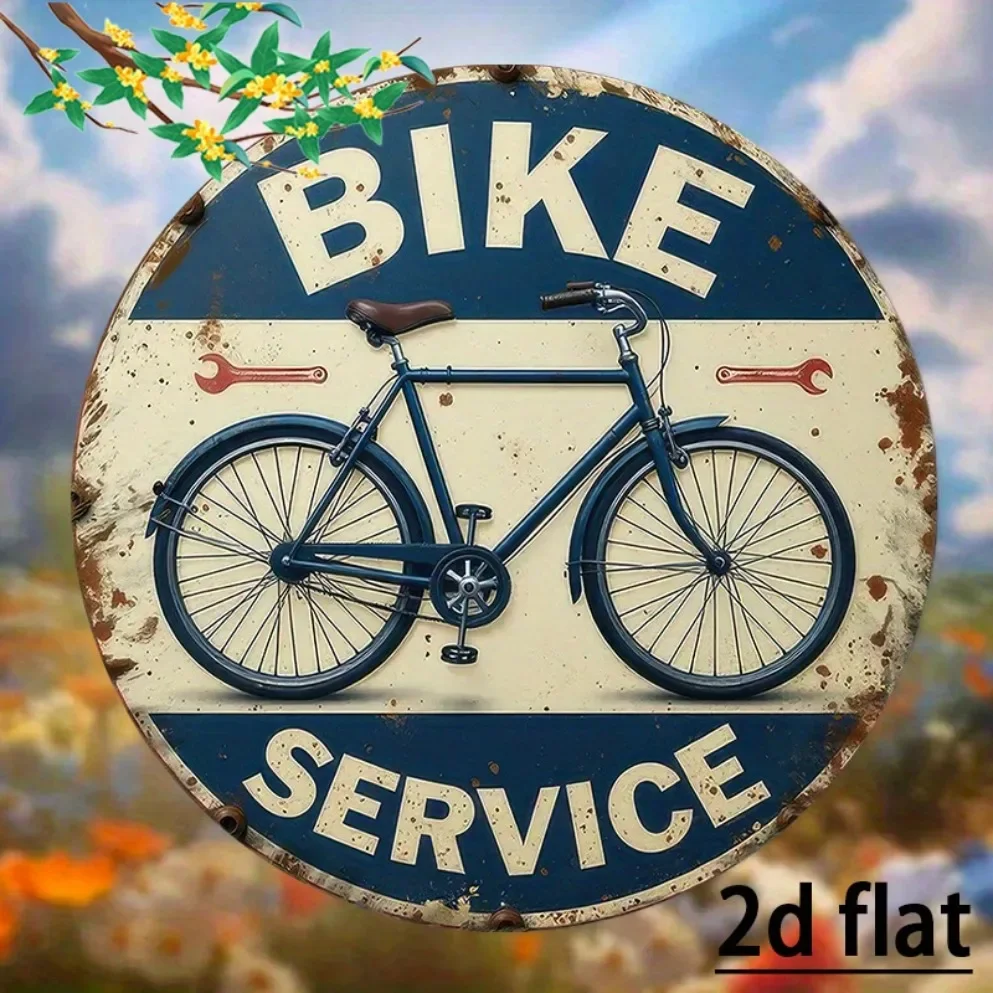 Serwis rowerów - tabliczka retro Biały
