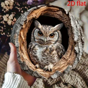 Sowa vintage - metalowa dekoracja ścienna 2D 