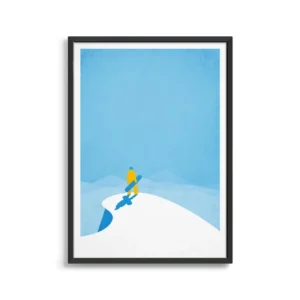Sporty zimowe - plakat narciarski w stylu vintage żółty