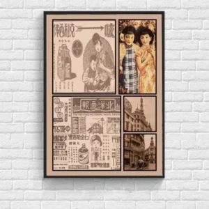 Stare Chinatown - vintage plakat na płótnie żółty