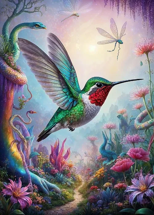 Surrealistyczne safari - plakat ze zwierzętami Brązowy