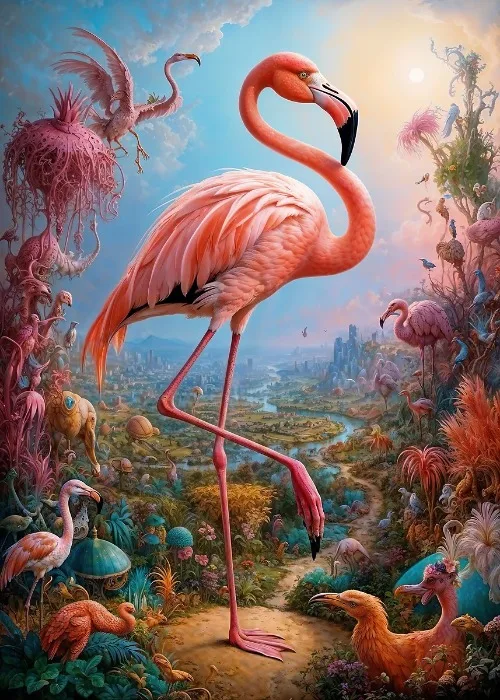 Surrealistyczne safari - plakat ze zwierzętami Ciemny szary