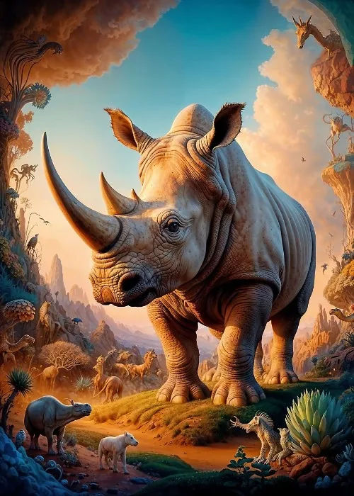 Surrealistyczne safari - plakat ze zwierzętami Czarny