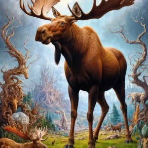 Surrealistyczne safari - plakat ze zwierzętami Jasnozielony