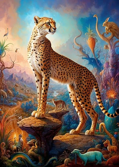 Surrealistyczne safari - plakat ze zwierzętami Jasnożółty
