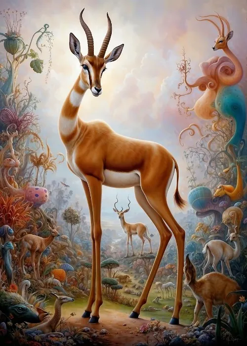 Surrealistyczne safari - plakat ze zwierzętami Pomarańczowy