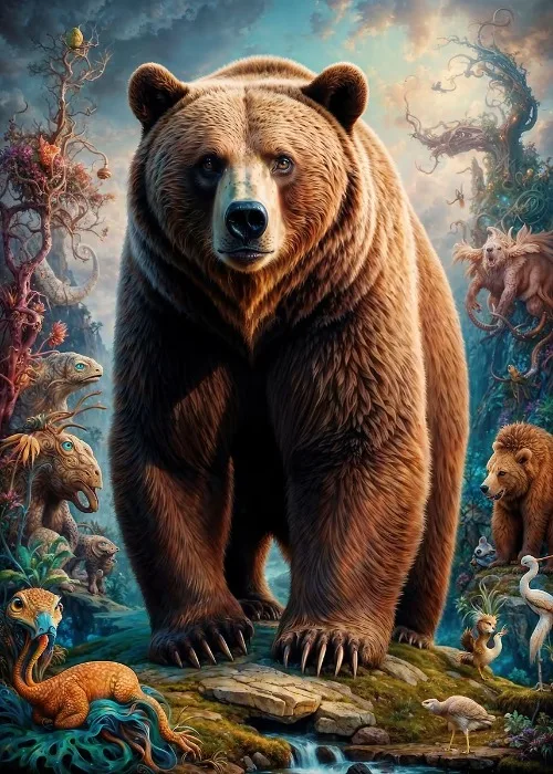 Surrealistyczne safari - plakat ze zwierzętami Różowy