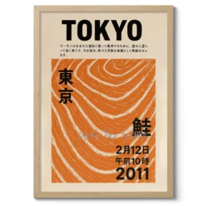 Sushi i łosoś - japoński plakat do kuchni żółty