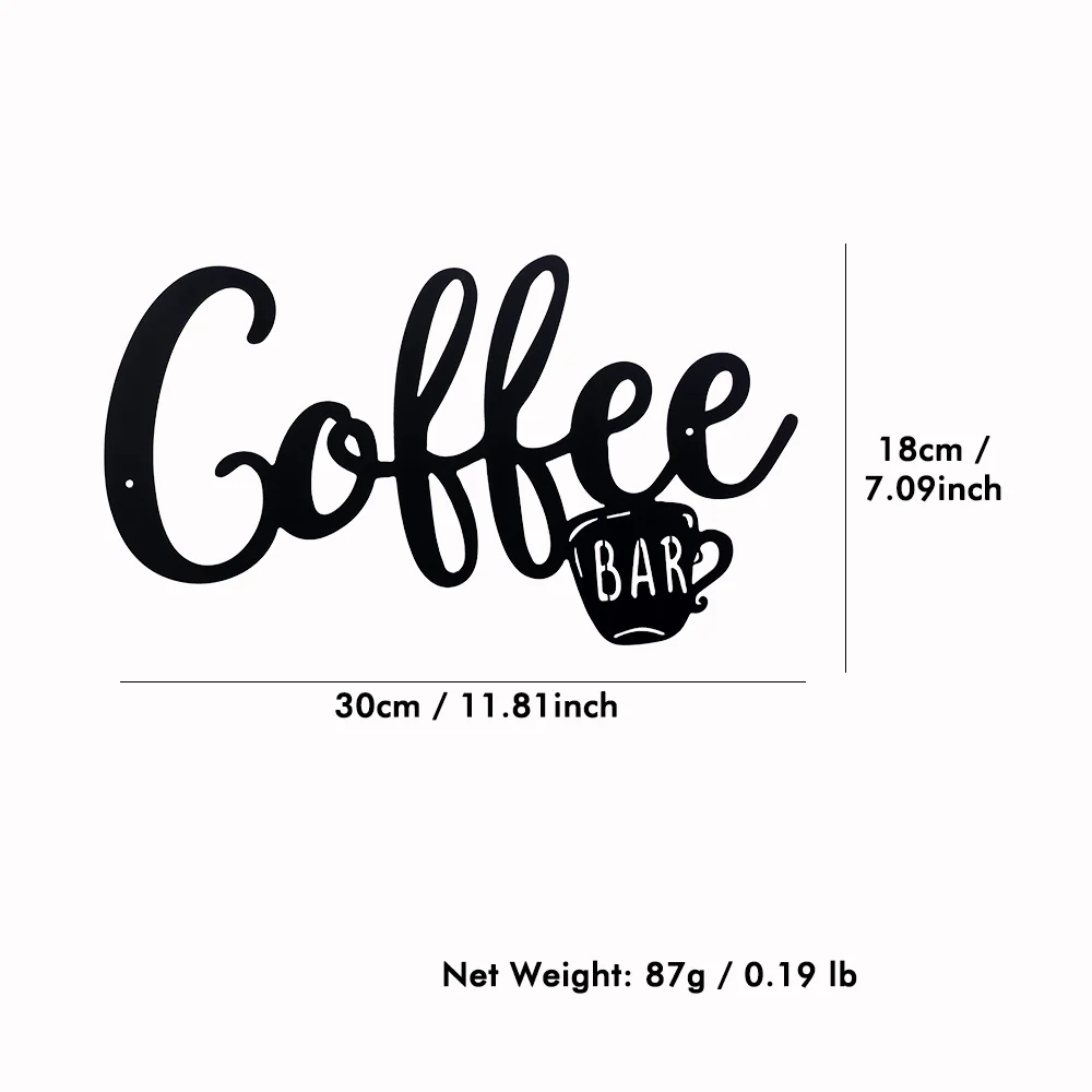 Tabliczka Coffee Bar - metalowy szyld do kuchni Czarny