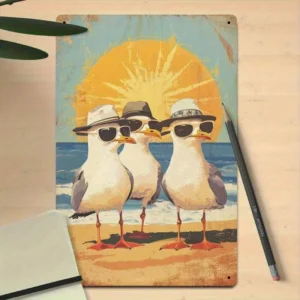 Tabliczka z mewami - dekoracja plażowa