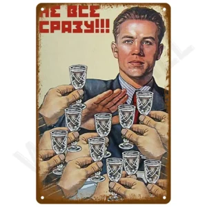 Tabliczka retro do łazienki i baru - metalowy plakat Fioletowy