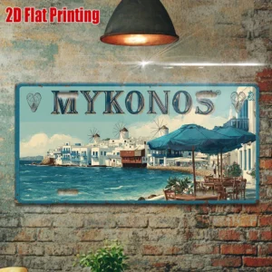 Tabliczka retro Mykonos - grecki styl nadmorski Wielo