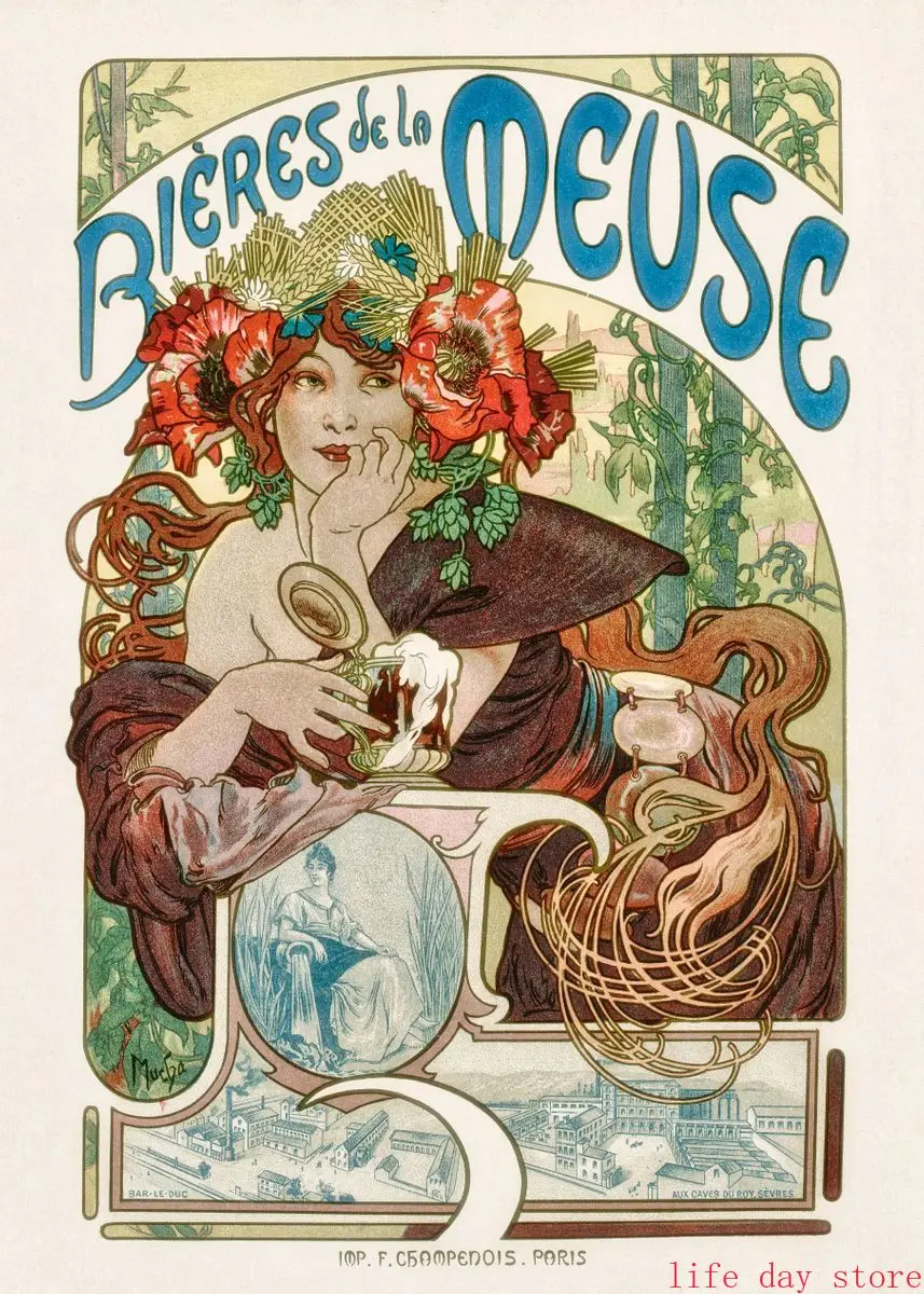 Tańcząca kobieta - plakat art nouveau Czarny