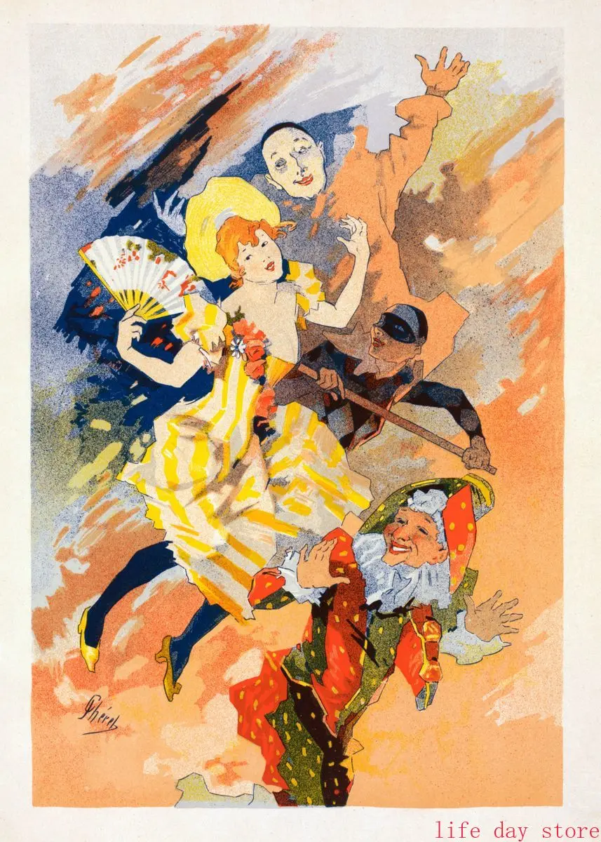 Tańcząca kobieta - plakat art nouveau Fioletowy