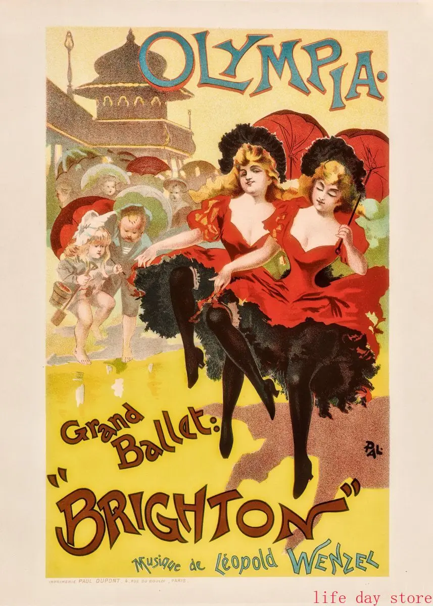 Tańcząca kobieta - plakat art nouveau Granatowy