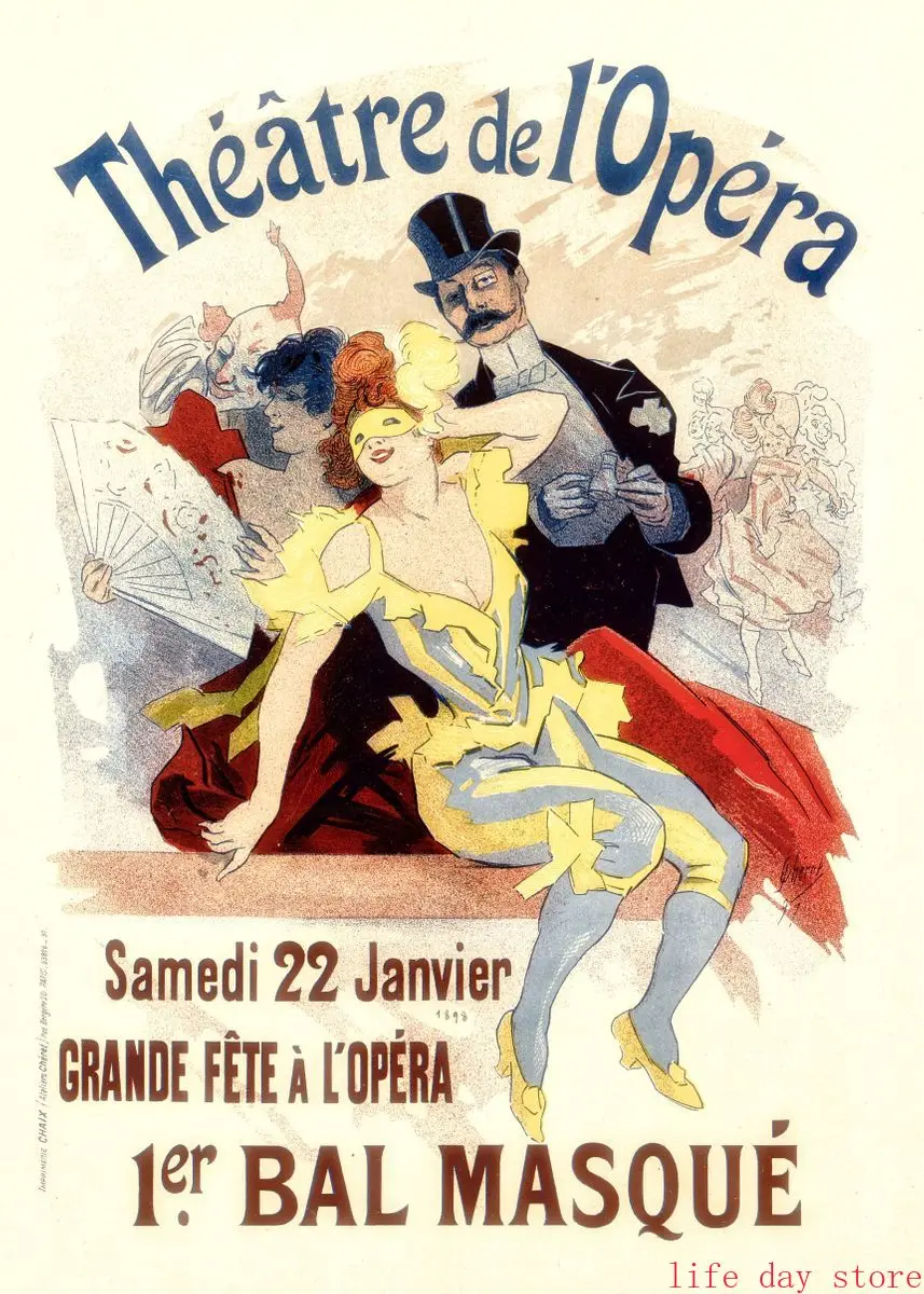 Tańcząca kobieta - plakat art nouveau śliwka