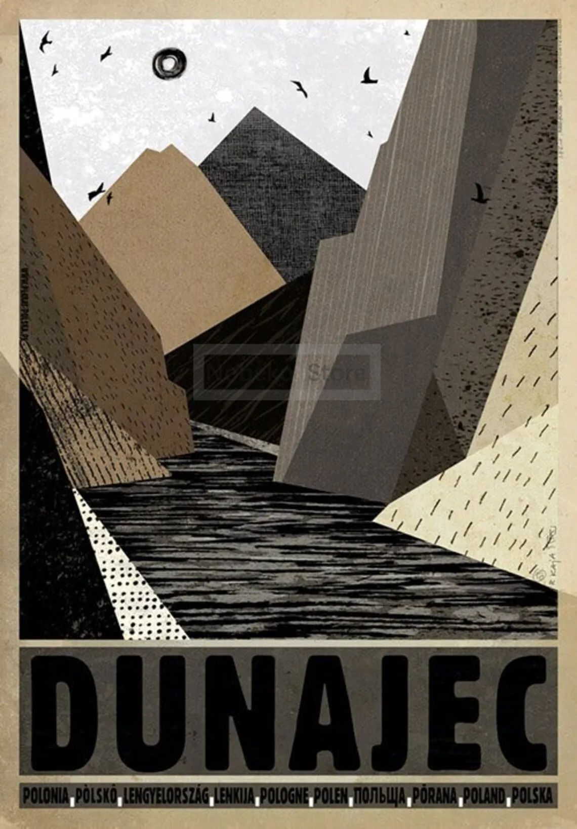 Tatry - retro plakat górski na płótnie Burgundia