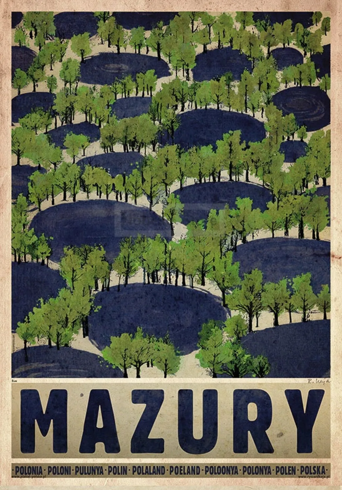 Tatry - retro plakat górski na płótnie Jasnoszary