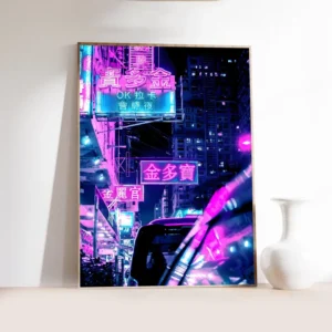 Tokio cyberpunk plakat Niebieski