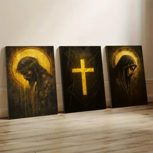 Tryptyk religijny Jezus i Maryja Biały