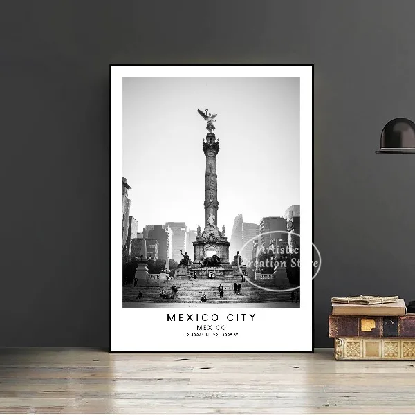 Tulum i Playa del Carmen - czarno-biały plakat Biały