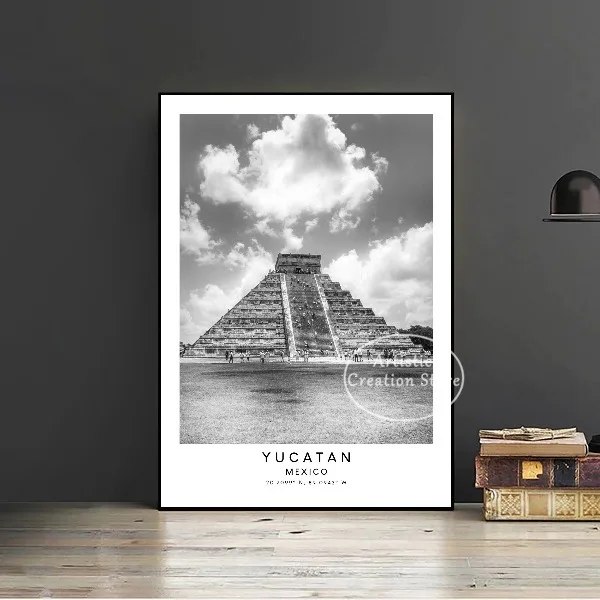 Tulum i Playa del Carmen - czarno-biały plakat Jasnoszary
