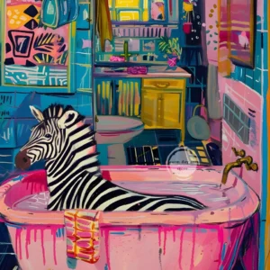 Tygrys, lampart i zebra w kolorze - plakat Burgundia