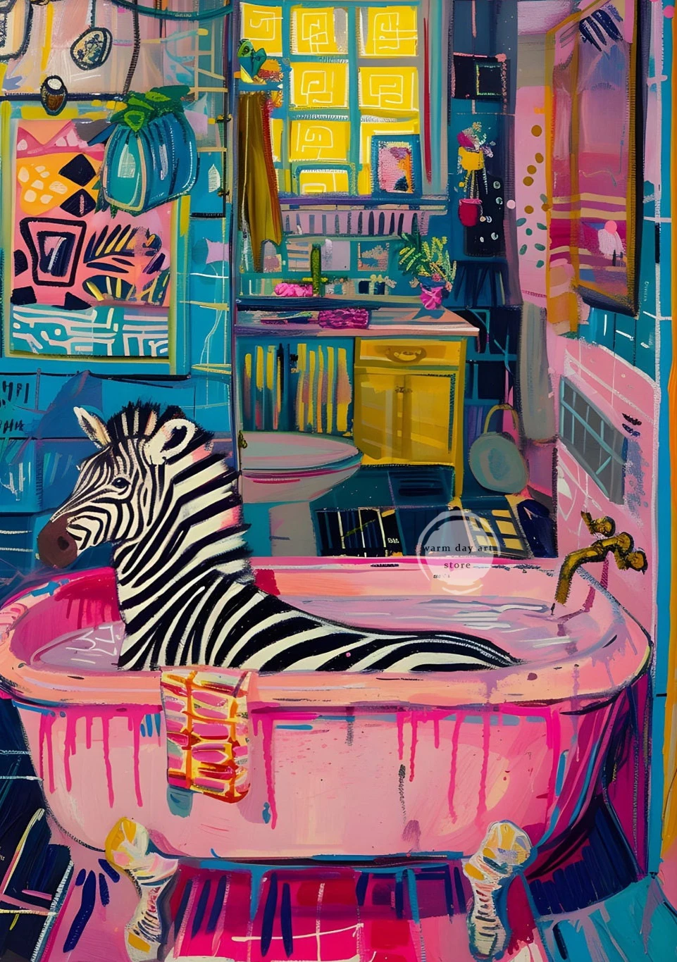 Tygrys, lampart i zebra w kolorze - plakat Burgundia