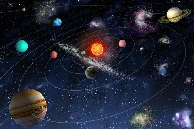 Układ Słoneczny - plakat z planetami Czerwony