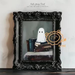 Upiorna biblioteka - plakat Halloween vintage Czerwony