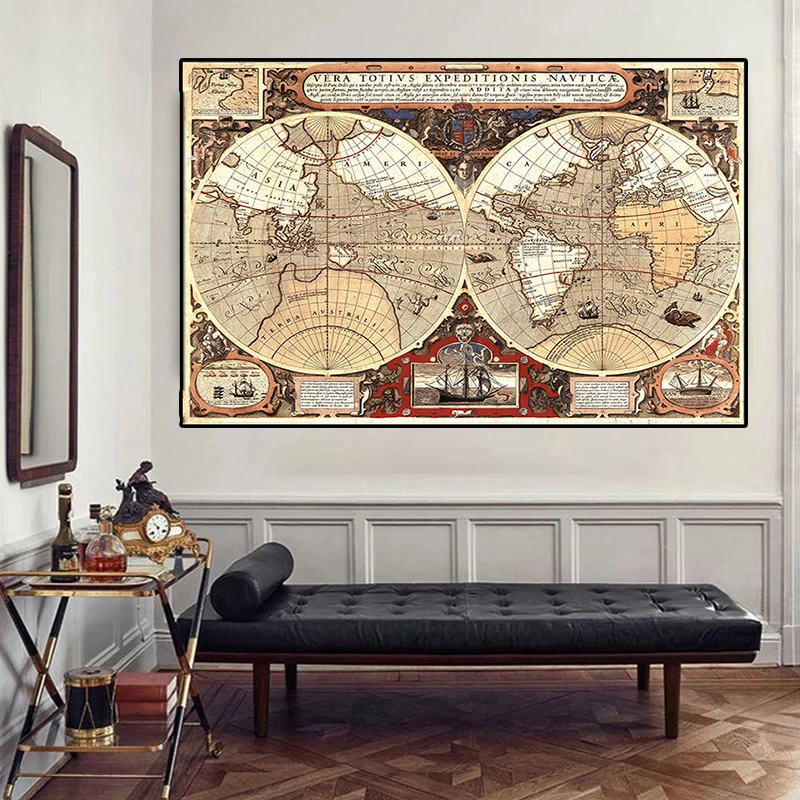 Vintage mapa świata na płótnie