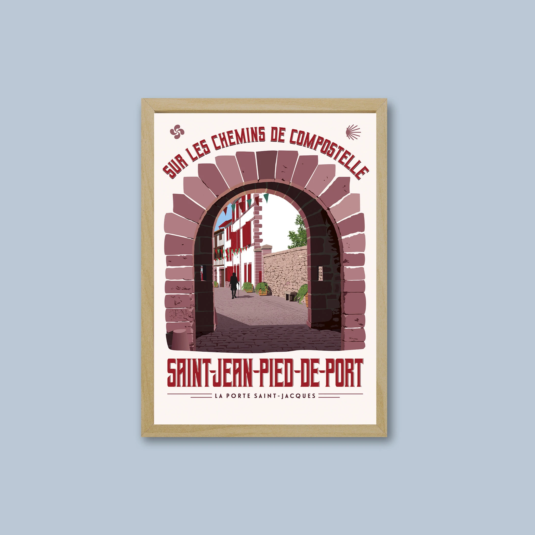 Vintage plakat podróżniczy – nadmorskie miasteczko żółty