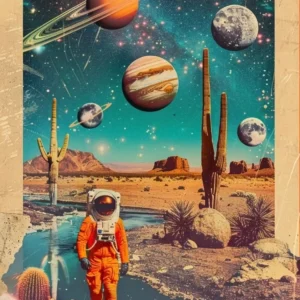 Vintage podróż kosmiczna astronauta Burgundia