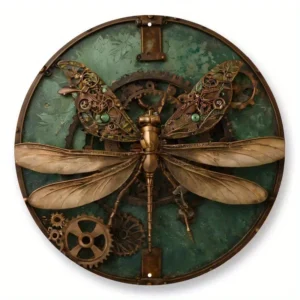 Ważka steampunk – grafika ścienna Biały