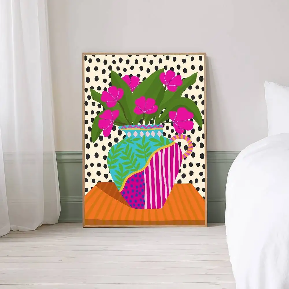 Wazon z kwiatami - plakat vintage Fioletowy