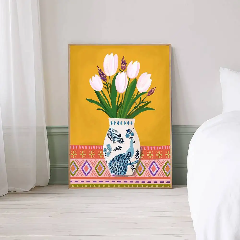 Wazon z kwiatami - plakat vintage Szary